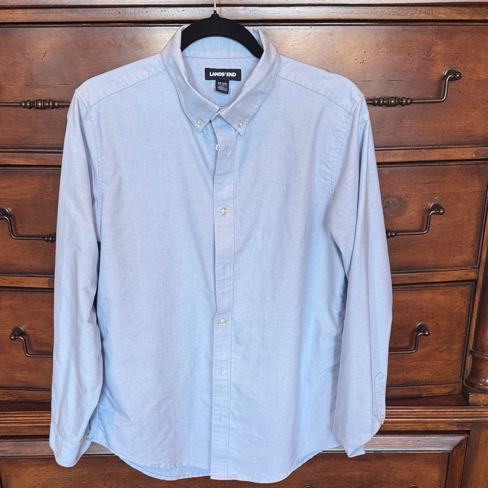 Lands' End Boys Size 20 Light Blue Button Down Shirt